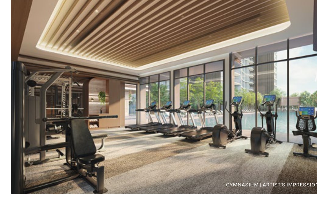 Artist's impression of the gymnasium with cardio machines facing floor-to-ceiling windows