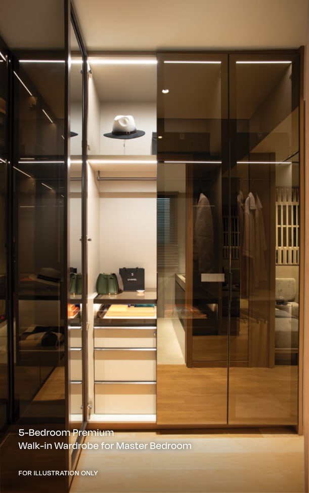Walk-in wardrobe for the master bedroom of the 5-bedroom premium home
